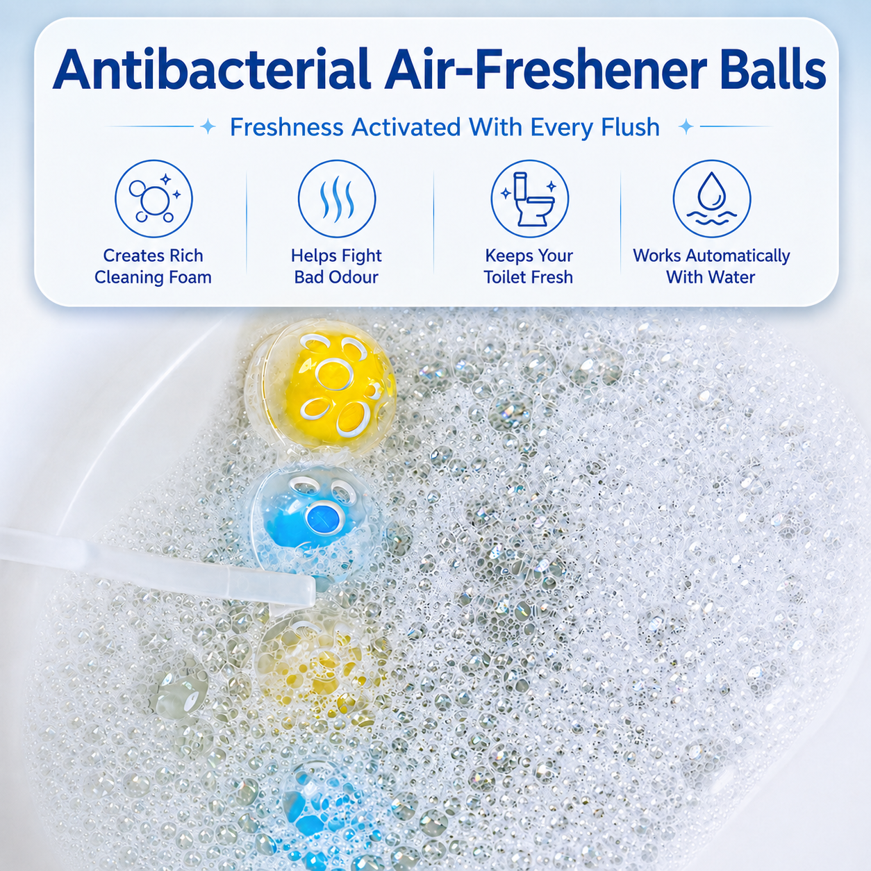 Toilet freshener cleaning ball demonstration