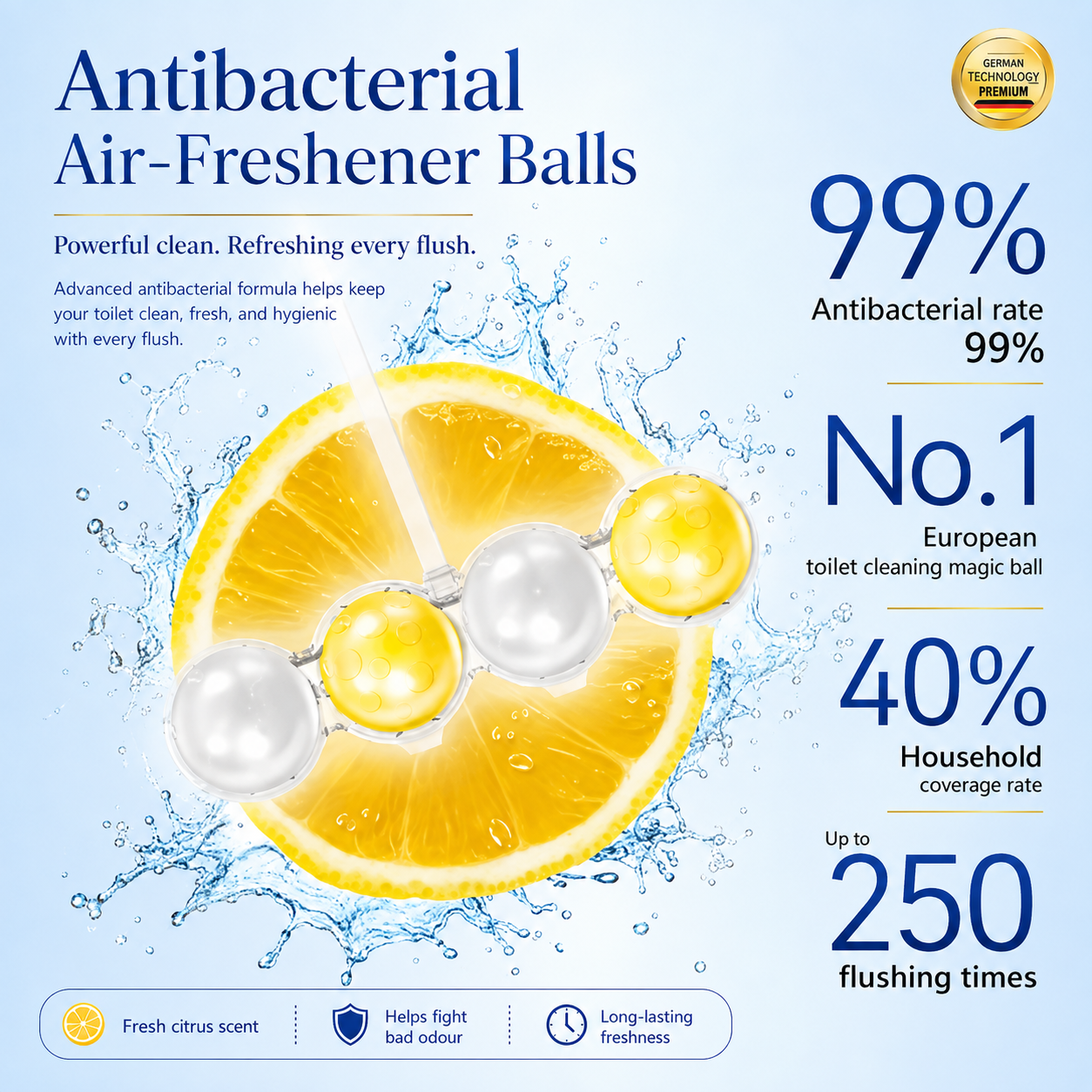 Antibacterial toilet air-freshener cleaning demonstration